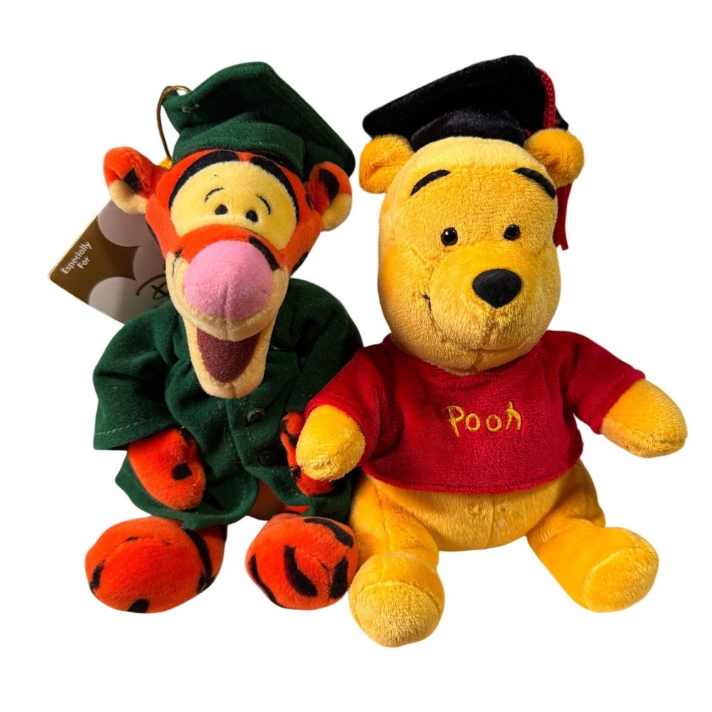 Disney Winnie the Pooh and Tigger Graduation Plush Set with Tags grad Gift